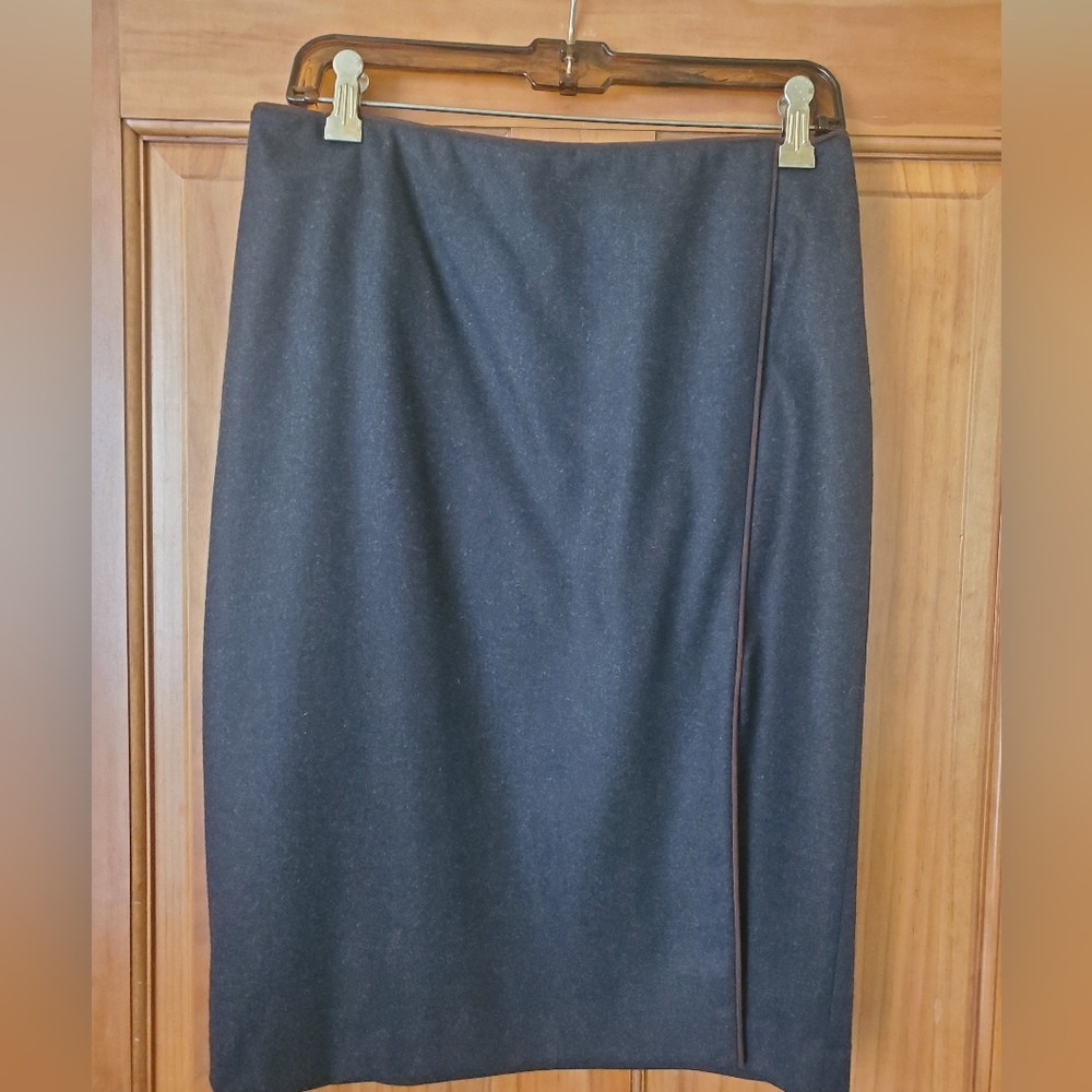 Ralph Lauren Black label vintage wool mini with suede detail and front side slit